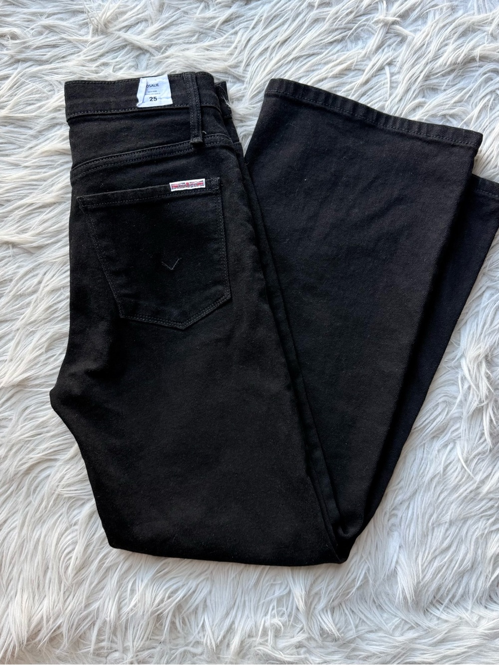 Hudson Rosalie Jeans 25 Black High Rise Wide Leg Ankle Premium Denim